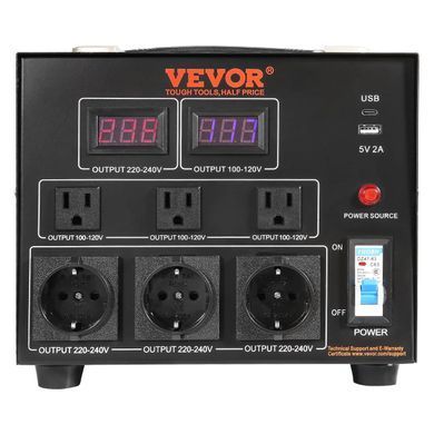 Трансформатор перетворювач напруги 5000 Вт VEVOR 110В/220В двонаправлений з USB 8 розеток MK840349935621 фото